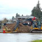 Work crews at former Surrey Pet Cemetery site on Tuesday, March 3, 2026. (Tom Zillich/Surrey Now-Leader photo)